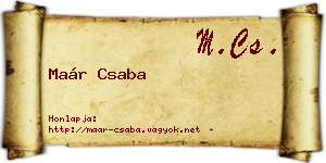 Maár Csaba névjegykártya